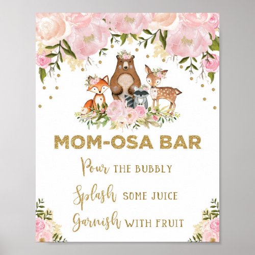 Mimosa Mom_osa Bar Sign Girl Woodland Baby Shower
