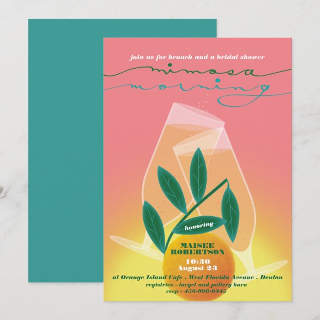 Mimosa Morning Bridal Brunch Invitation (Front/Back)