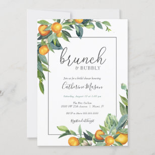 Mimosa Orange Brunch and Bubbly Bridal Shower Invitation