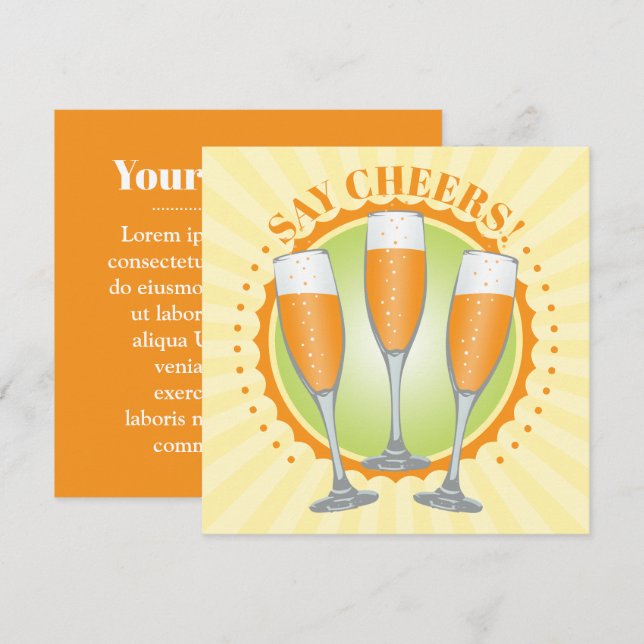 Mimosa Orange Champagne Glasses Invite Card (Front/Back)