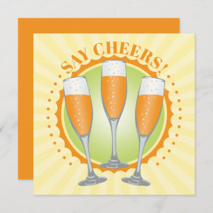 Mimosa Orange Champagne Glasses Invite Card