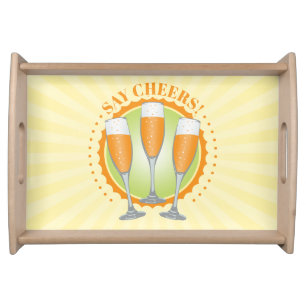 Mimosa Orange Champagne Glasses Serving Tray