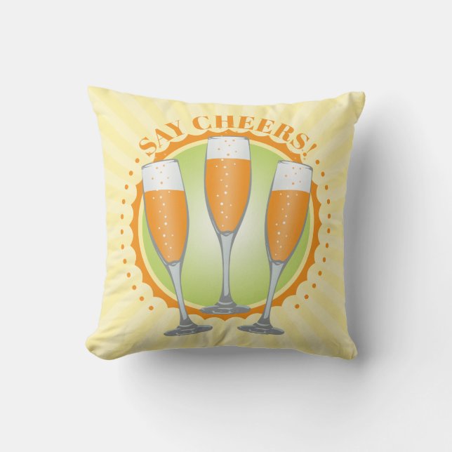 Mimosa Orange Champagne Glasses Throw Pillow (Front)