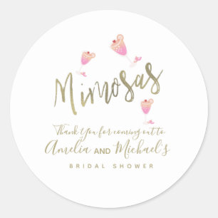 Mimosa Pink Bridal Shower Thank You Confetti Classic Round Sticker