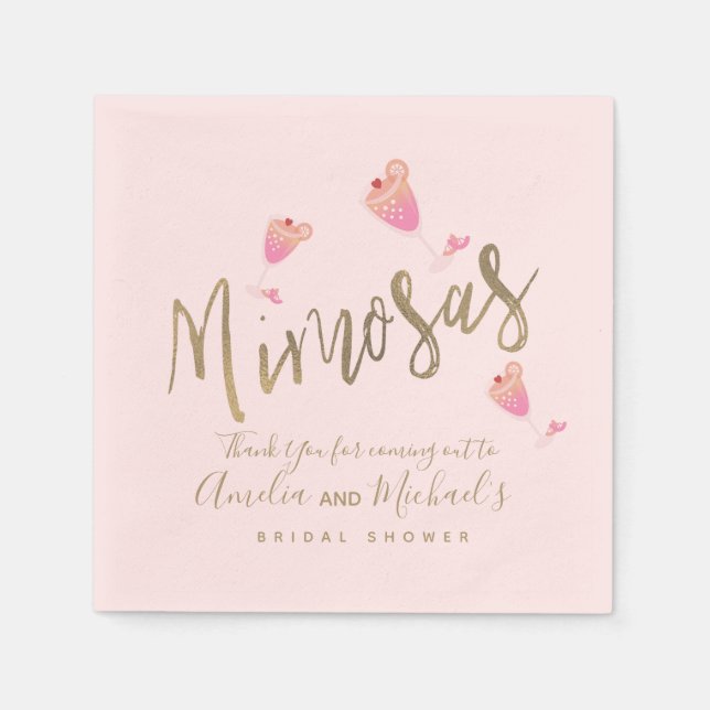 Mimosa Pink Bridal Shower Thank You Confetti      Napkins (Front)
