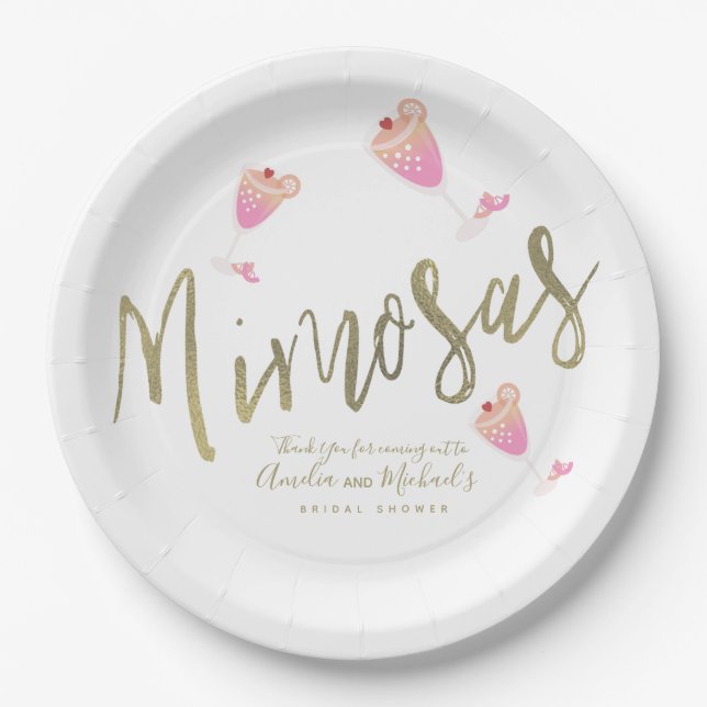 Mimosa Pink Bridal Shower Thank You Confetti       Paper Plates (Front)