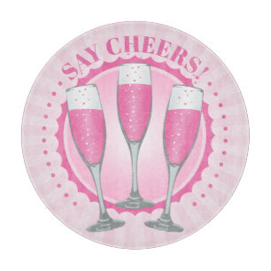 Mimosa Pink Champagne Glasses Cutting Board