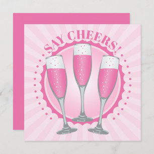 Mimosa Pink Champagne Glasses Invite Card