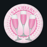 Mimosa Pink Champagne Glasses Magnet<br><div class="desc">Personalize it with your name or message. Say cheers to this cute illustration of sparkling champagne glasses. A fun design for a brunch,  bachelorette,  drinks after work,  girl's night out,  cocktail party,  or any celebration. Colorful,  pink champagne mimosa drinks,  sparkling wine,  prosecco.</div>