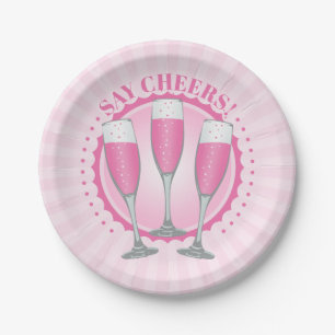 Mimosa Pink Champagne Glasses Paper Plates