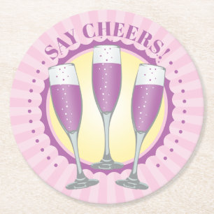 Mimosa Purple Champagne Glasses Paper Coaster