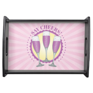 Mimosa Purple Champagne Glasses Serving Tray