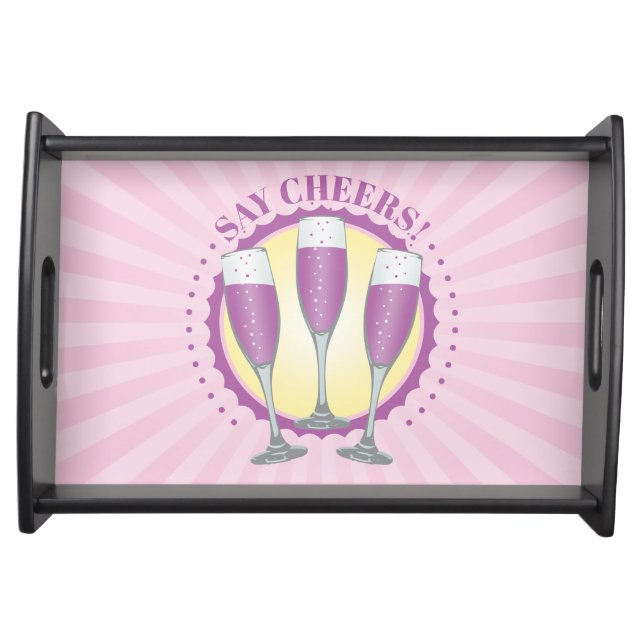 Mimosa Purple Champagne Glasses Serving Tray (Front)