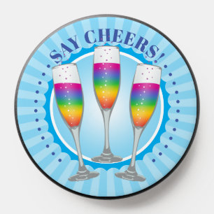 Mimosa Rainbow Champagne Glasses Button PopSocket