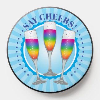 Mimosa Rainbow Champagne Glasses Button PopSocket