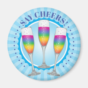 Mimosa Rainbow Champagne Glasses Magnet