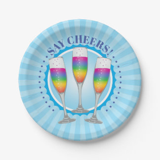 Mimosa Rainbow Champagne Glasses Paper Plates