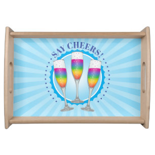 Mimosa Rainbow Champagne Glasses Serving Tray