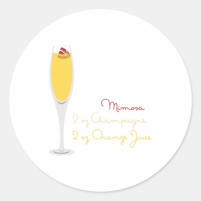 Mimosa Recipe Classic Round Sticker (Front)