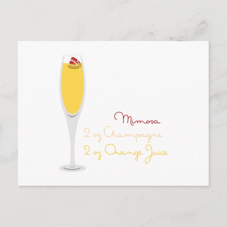 Mimosa Recipe Postcard | Zazzle