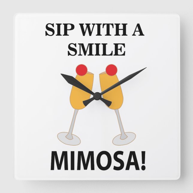 Mimosa Sip With A Smile Mimosa Square Wall Clock (Front)