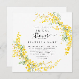 Mimosa Spring Flowers Boho Floral Bridal Shower Invitation