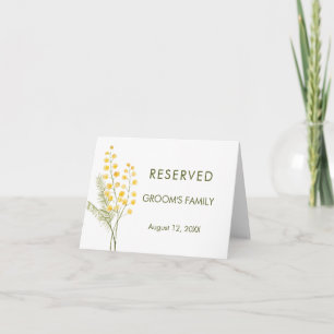 Mimosa watercolor flowers wedding place cards