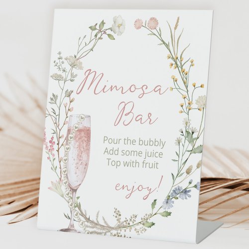 Mimosa Wildflower Bridal Shower Pedestal Sign