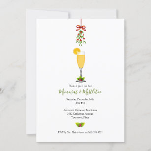 Mimosas and Mistletoe Christmas Holiday Party Invitation