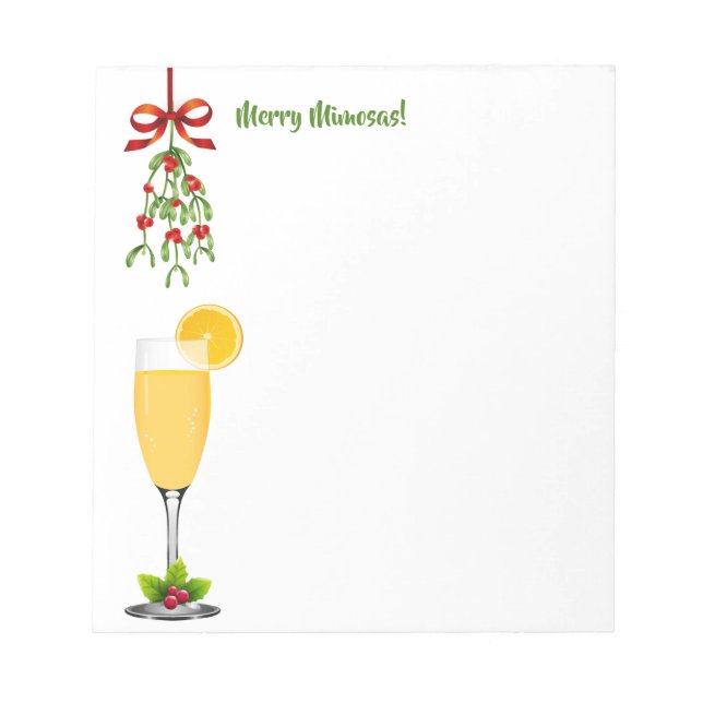 Mimosas and Mistletoe Christmas Notepad (Front)