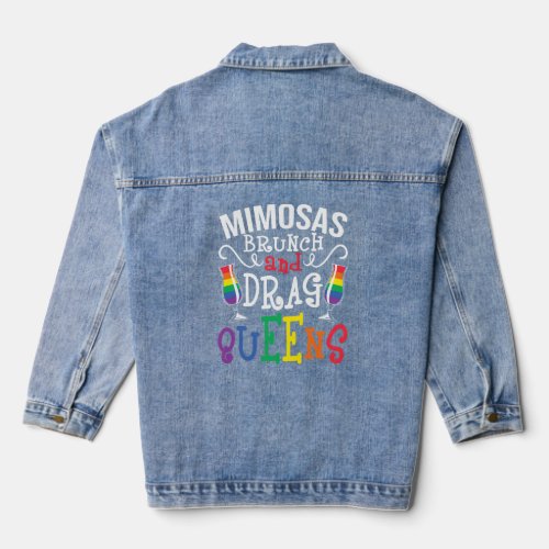 Mimosas Brunch And Drag Queens Lesbian LGBTQ Queer Denim Jacket