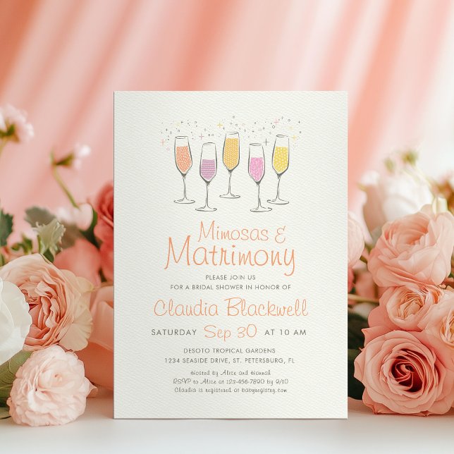 Mimosas Matrimony Bridal Shower Invitation (Creator Uploaded)