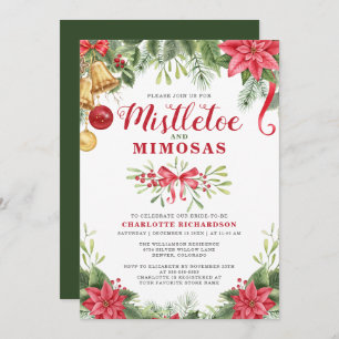 Mimosas & Mistletoe Elegant Winter Bridal Shower Invitation