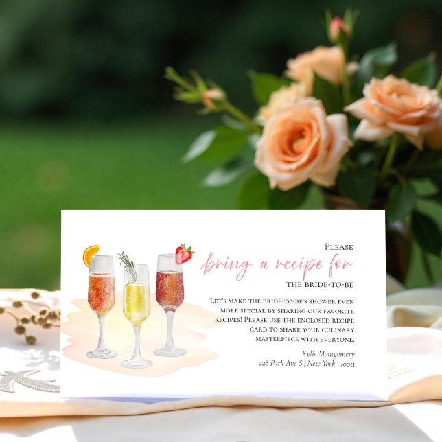 Mimosas Theme Bridal Shower Recipe Request Card (Creator Uploaded)