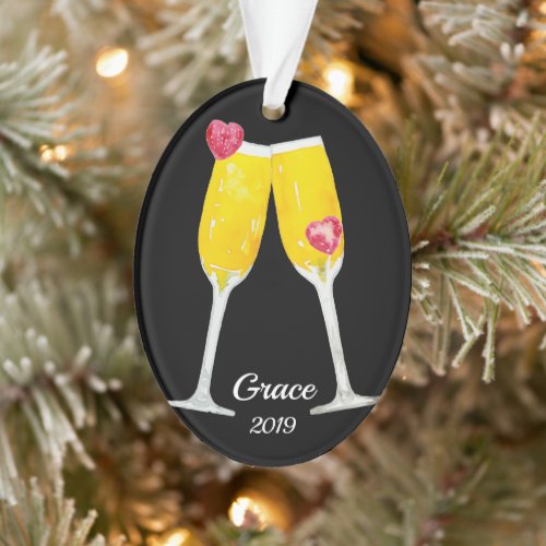 Mimosas Toasting Flutes Personalized Ornament