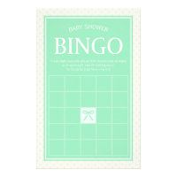 Min Baby Shower Bingo Ribbon and Yellow Polka Dots Stationery