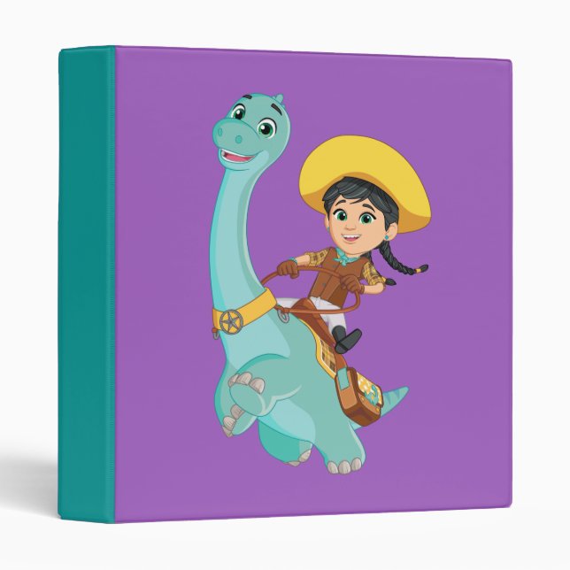 Min & Clover | Happy Cowgirl & Brontosaurus Ride 3 Ring Binder (Front/Spine)