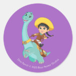 Min &amp; Clover | Happy Cowgirl &amp; Brontosaurus Ride Classic Round Sticker