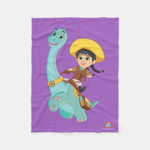 Min & Clover Happy Cowgirl & Brontosaurus Ride Fleece Blanket