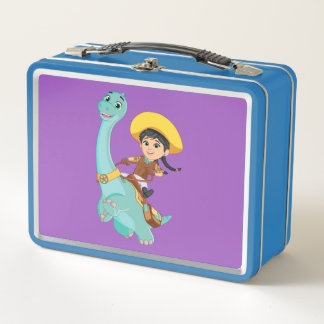 Min & Clover | Happy Cowgirl & Brontosaurus Ride Metal Lunch Box