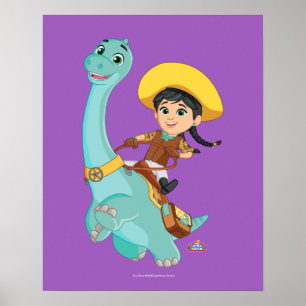 Min & Clover Happy Cowgirl & Brontosaurus Ride Poster