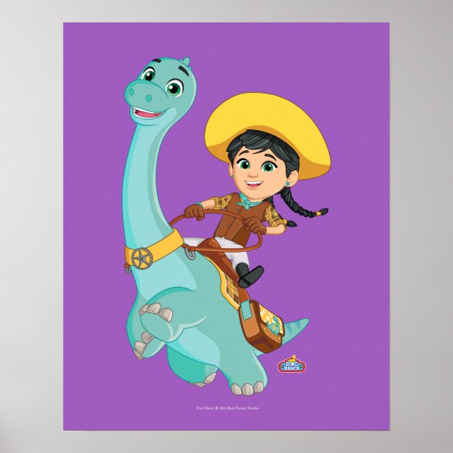 Min & Clover | Happy Cowgirl & Brontosaurus Ride Poster (Front)
