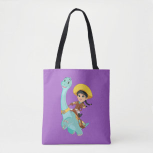 Min & Clover Happy Cowgirl & Brontosaurus Ride Tote Bag