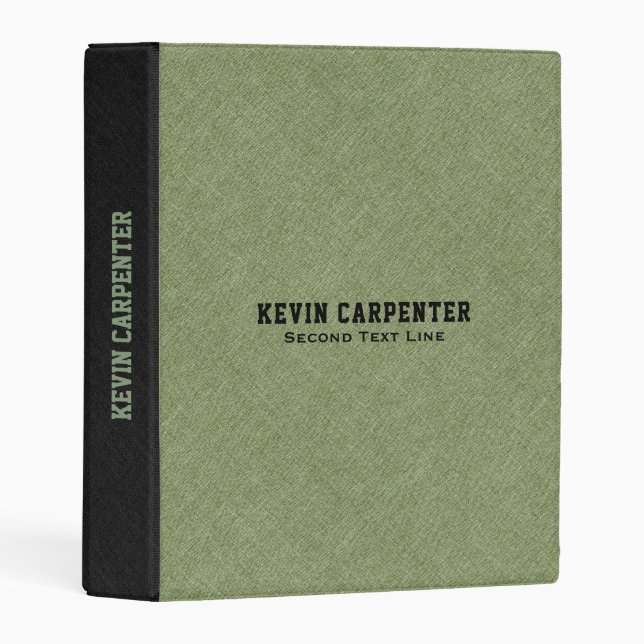 Min-Green & Black Linen Texture Mini Binder (Front/Spine)