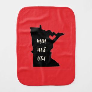 Min-Nes-Ota Minnesota Heart Red Burp Cloth
