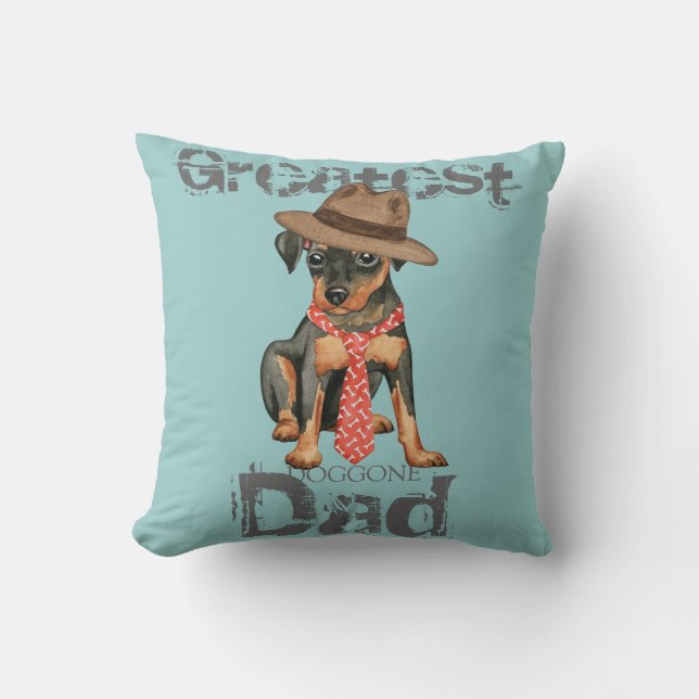 Min Pin Dad Throw Pillow (Front)