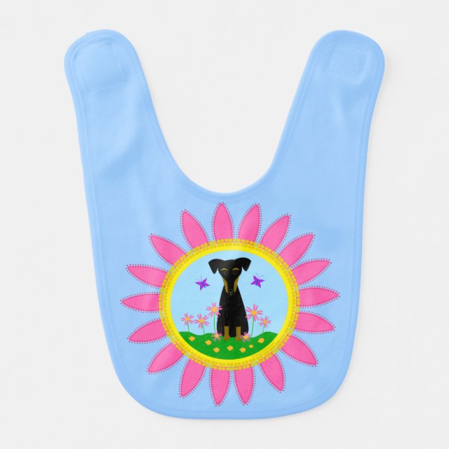 Min Pin Daisy Baby Girl Bib (Front)