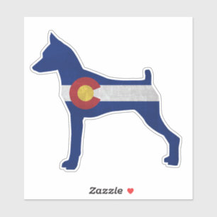 Min Pin Dog Breed Colorado Flag Sticker