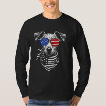 Min Pin Dog Patriotic 4th of July American US Flag T-Shirt