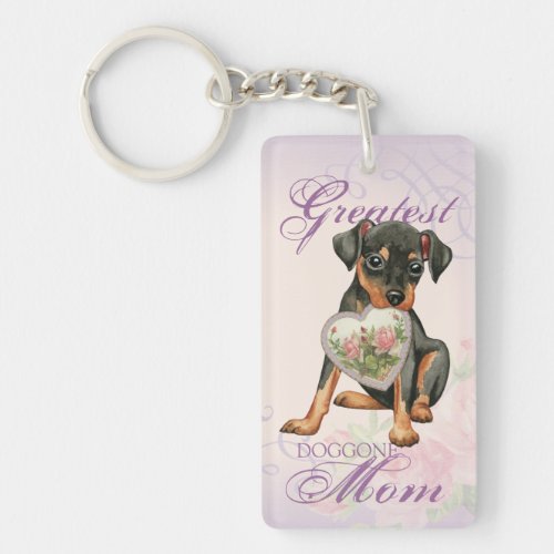 Min Pin Heart Mom Keychain